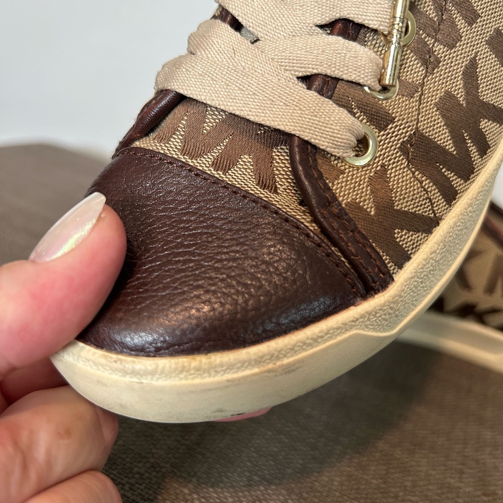 MICHAEL Michael Kors Brown and Tan MK Logo Sneakers - Picture 5 of 8